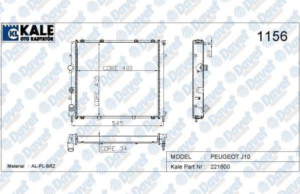 KLR-0405061AB Su Radyatoru 1 Sira (Peugeot  J9 - J10  2010- ) 480×442x34